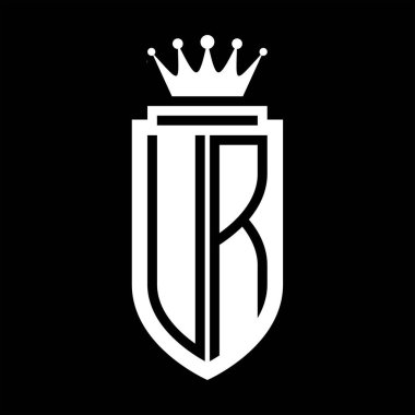 UR vektör logosu Kraliyet Taç Minimalist baş harfleri, zarif bir stil ve iç kalkan çizgisi.
