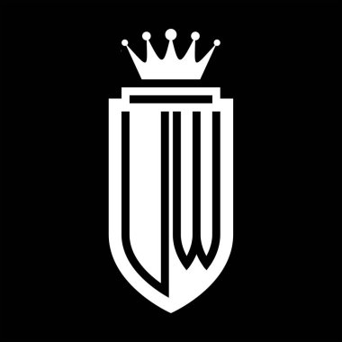 UW Vektör logosu Kraliyet Taç Minimalist baş harfleri, zarif bir stil ve iç kalkan çizgisi.