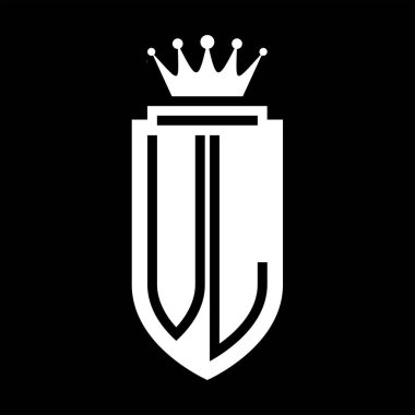 VL Vektör logosu Kraliyet Taç Minimalist baş harfleri, zarif bir stil ve iç kalkan çizgisi.