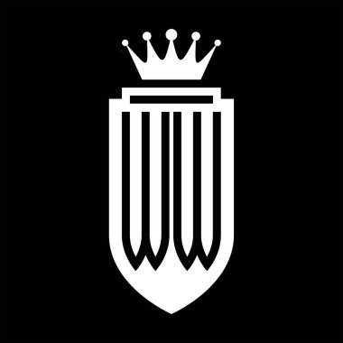 WW Vektör logosu Kraliyet Taç Minimalist baş harfleri, zarif bir stil ve iç kalkan çizgisi.