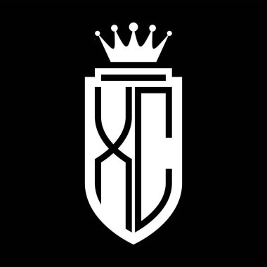 XC Vektör logosu Kraliyet Taç Minimalist baş harfleri, zarif bir stil ve iç kalkan çizgisi.