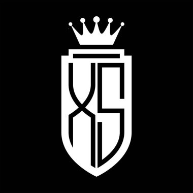 XS Vector logosu Kraliyet Taç Minimalist baş harfleri, zarif bir stil ve iç kalkan çizgisi.