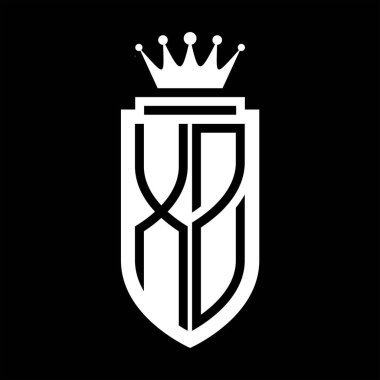 XZ Vektör logosu Kraliyet Taç Minimalist baş harfleri, zarif bir stil ve iç kalkan çizgisi.