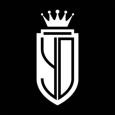 YD Vektör logosu Kraliyet Taç Minimalist baş harfleri, zarif bir stil ve iç kalkan çizgisi.