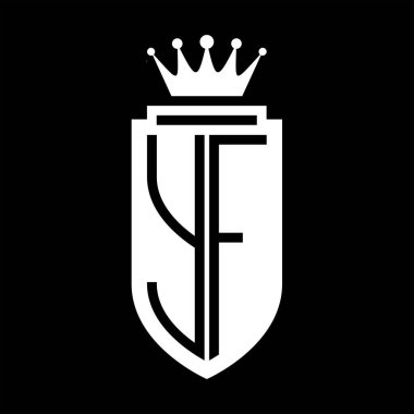 YF Vektör logosu Kraliyet Taç Minimalist baş harfleri, zarif bir stil ve iç kalkan çizgisi.
