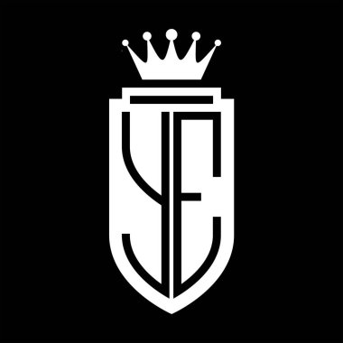 YE Vektör logosu Kraliyet Taç Minimalist baş harfleri, zarif bir stil ve iç kalkan çizgisi.