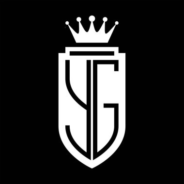 YG Vektör logosu Kraliyet Taç Minimalist baş harfleri, zarif bir stil ve iç kalkan çizgisi.