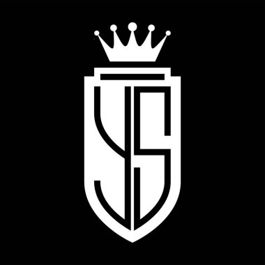 YS Vektör logosu Kraliyet Taç Minimalist baş harfleri, zarif bir stil ve iç kalkan çizgisi.