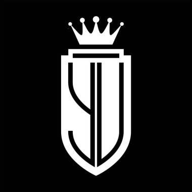 YU Vektör logosu Kraliyet Kraliyet Taç Minimalist baş harfleri, zarif bir stil ve iç kalkan çizgisi.