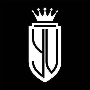 YV Vektör logosu Kraliyet Taç Minimalist baş harfleri, zarif bir stil ve iç kalkan çizgisi.