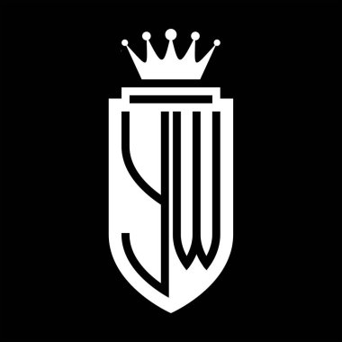 YW Vektör logosu Kraliyet Taç Minimalist baş harfleri, zarif bir stil ve iç kalkan çizgisi.