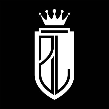 ZL Vector logo initials shield with royal crown minimalist, elegant style with inside shield outline