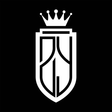 ZY Vector logo initials shield with royal crown minimalist, elegant style with inside shield outline
