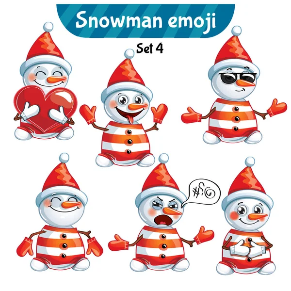 Vectorset van schattige sneeuwpoppen. Set 4 — Stockvector