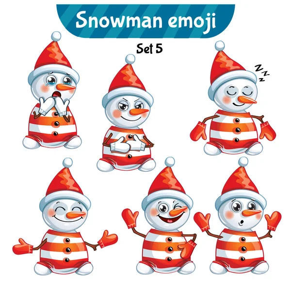 Ensemble vectoriel de personnages de bonhomme de neige mignons. Set 5 — Image vectorielle