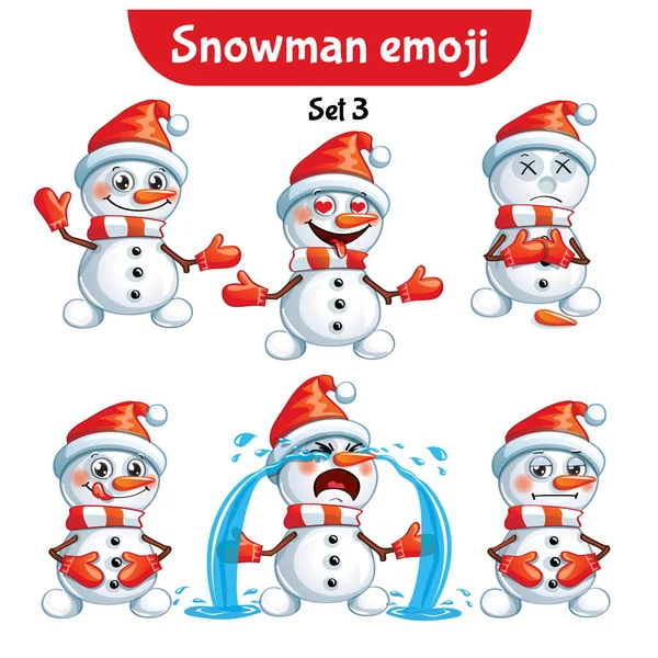 Векторный набор симпатичных снежных персонажей. Комплект 3 — стоковый вектор