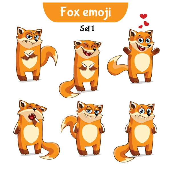 Vector set of cute fox characters. Set 1 — Stock Vector