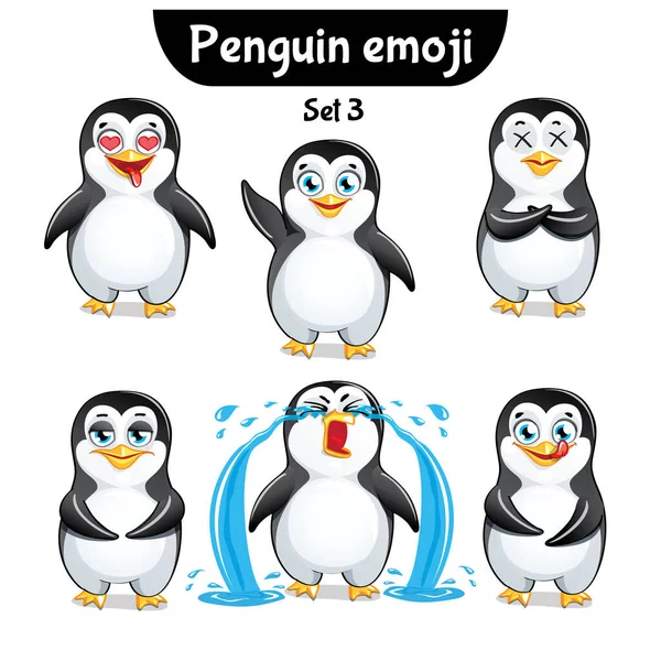 Wektor zestaw cute znaków pingwina. Zestaw 3 — Wektor stockowy
