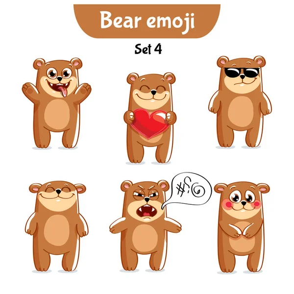 Wektor zestaw cute znaków niedźwiedź. Zestaw 4 — Wektor stockowy