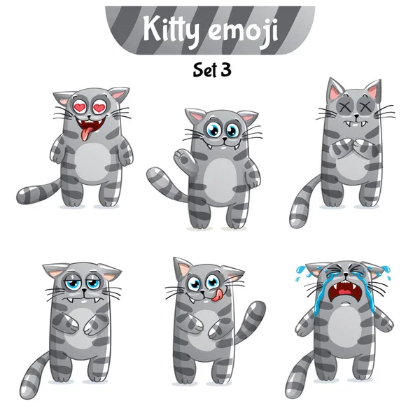 Tekir kedi karakterlerinin vektör kümesi. Set 3 — Stok Vektör