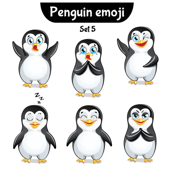 Ensemble vectoriel de personnages mignons de pingouin. Set 5 — Image vectorielle