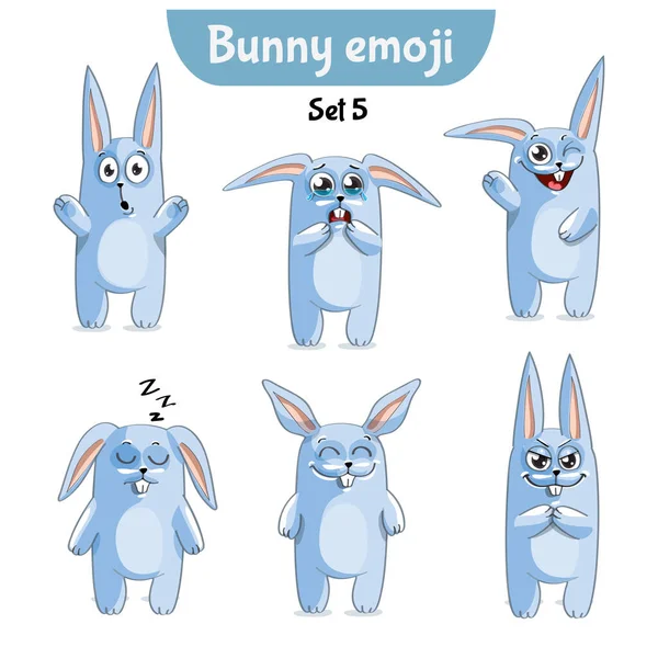 Conjunto vectorial de lindos personajes de conejo. Set 5 — Vector de stock