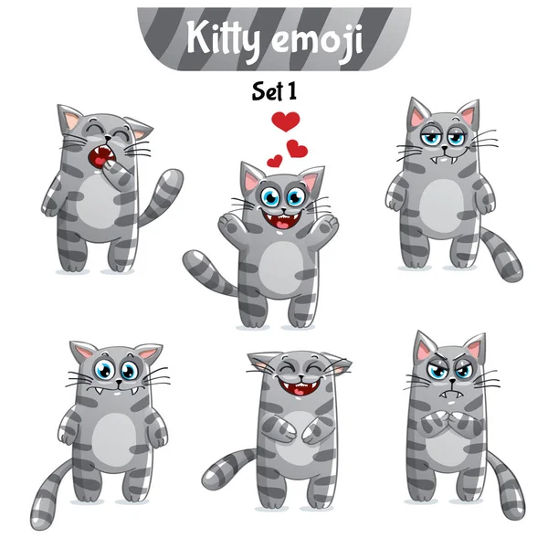 Tekir kedi karakterlerinin vektör kümesi. 1. Set — Stok Vektör