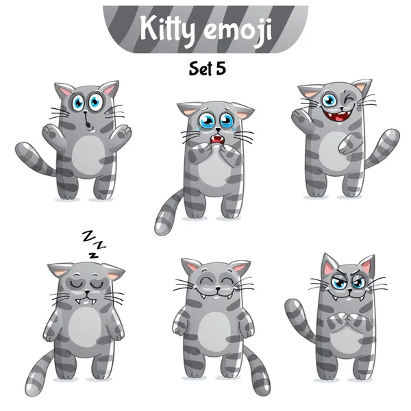 Tekir kedi karakterlerinin vektör kümesi. 5. Set — Stok Vektör