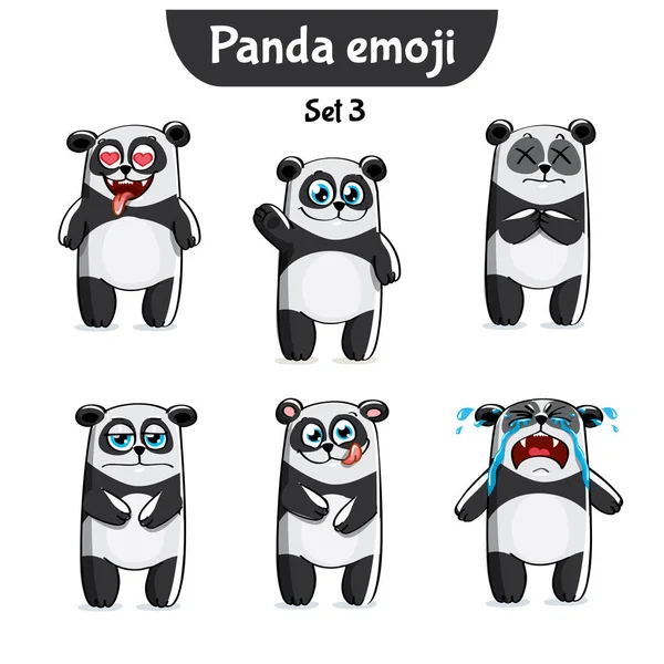 Conjunto vectorial de lindos personajes panda. Set 3 — Vector de stock