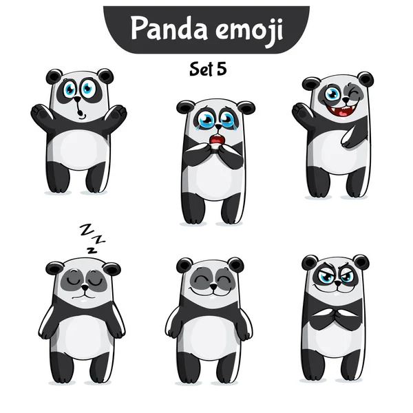 Conjunto vectorial de lindos personajes panda. Set 5 — Vector de stock