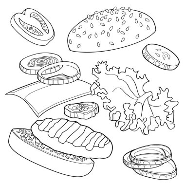 Siyah-beyaz hamburgerler her bg 'in üstünde