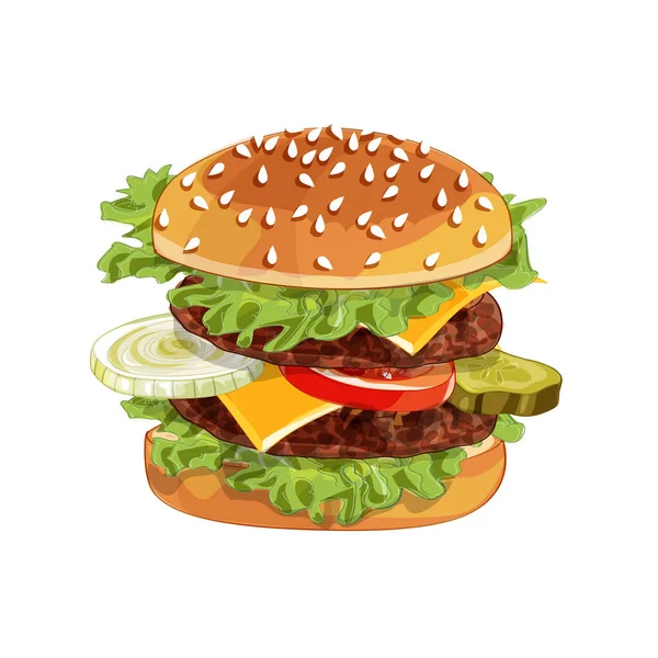 Vector colorfull hamburguesa grande sobre cualquier fondo — Archivo Imágenes Vectoriales