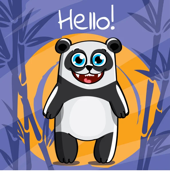 Vektorová ilustrace kreslené pandy. Ahoj. — Stockový vektor