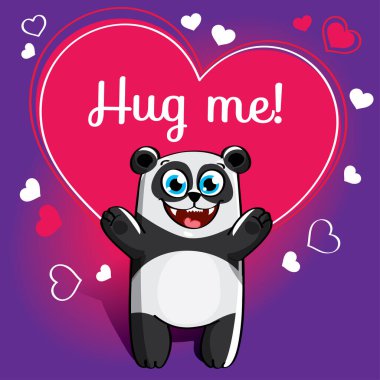 Çizgi film pandası sarılmaya hazır.