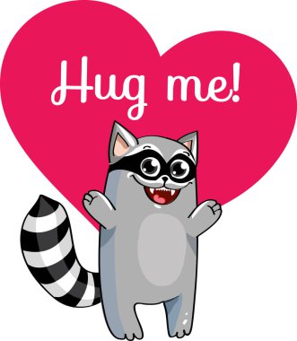 Çizgi film rakunu sarılmaya hazır.