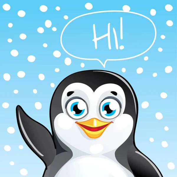 Vector illustration of cartoon penguin. Hi — Stock Vector