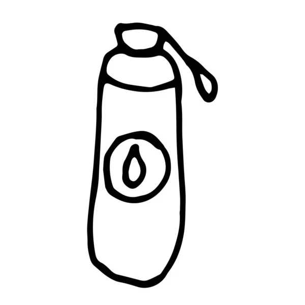Reusable water bottle. Hand drawn illustration. Contour symbol. Vector — Stock Vector