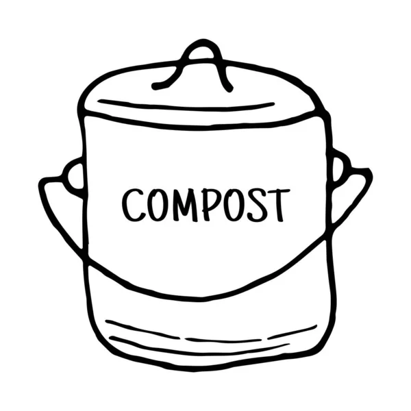Du compost. Thème zéro déchet. Icône dessinée à la main, dessin vectoriel. — Image vectorielle