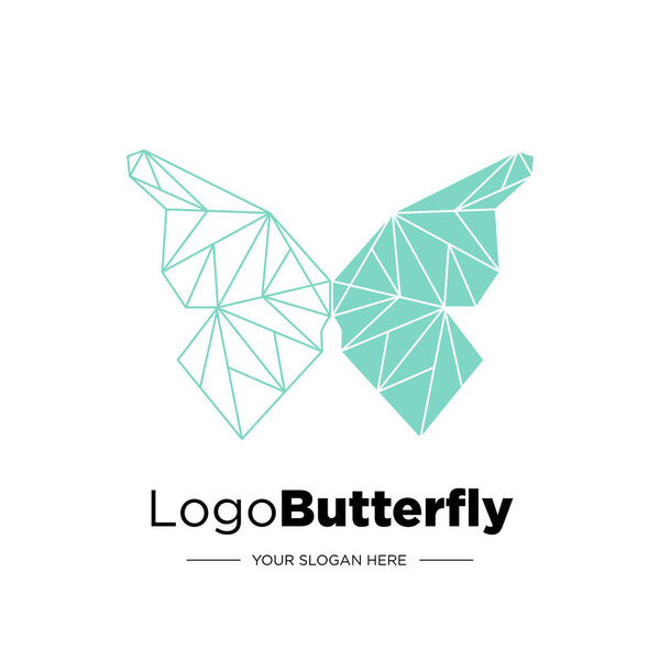 Абстрактная геометрическая бабочка треугольника. Цифровая бабочка. Преображение. Логотип дизайн. Вектор.