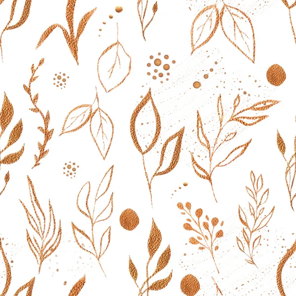 Seamless pattern with Gold leaves. Perfect for fashin, textile and wedding cards, invitations — Stock Photo, Image