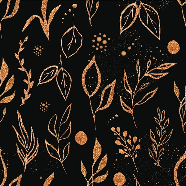 Seamless Pattern Gold Leaves Perfect Wallpaper Fashin Textile Wedding Cards — Stock Photo, Image