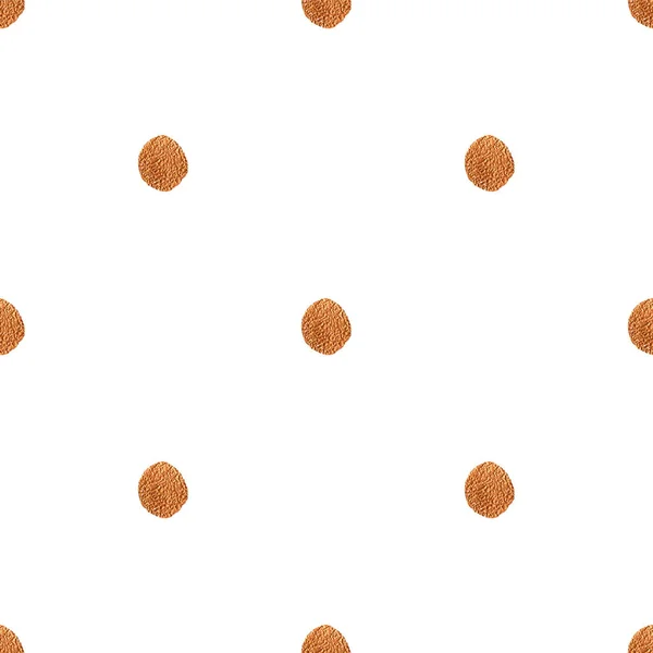Nahtloses Muster mit Tupfen. Bemalte goldene Kreise auf weißem Hintergrund — Stockfoto