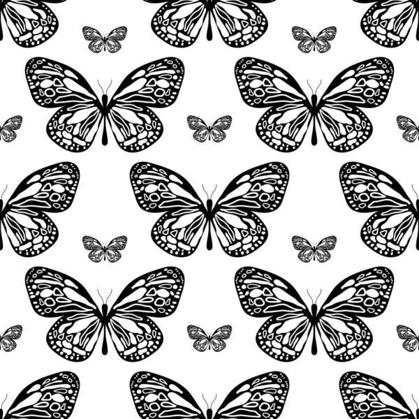 Bezešvé vzory s motýly. Vektor. — Stockový vektor