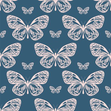 Kelebeklerle kusursuz desen. Vektör.
