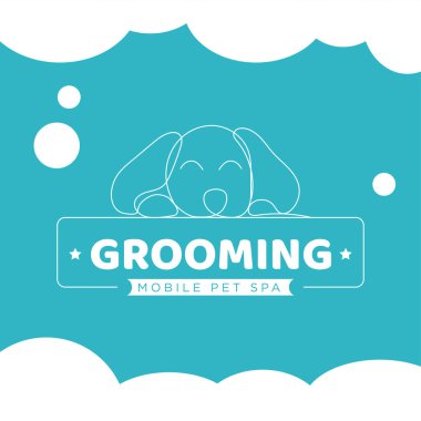 Elle çizilmiş sevimli bir köpek logosu. Çizgi çalışması. Vektör