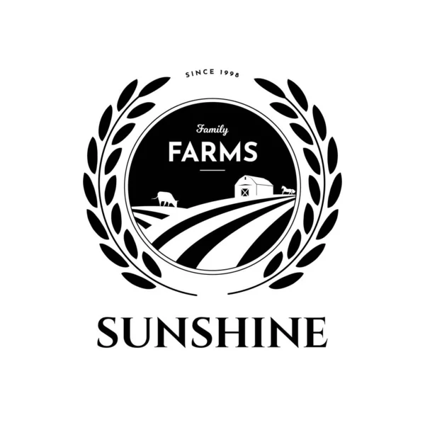 Sunshine family farm - logo design. Vector — Stock Vector