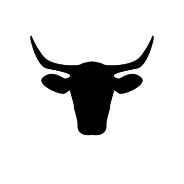 İnek kafası silueti. Siyah ve beyaz.
