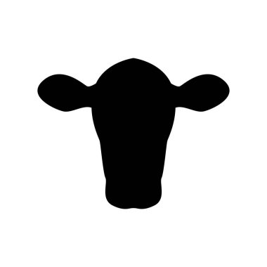 İnek kafası silueti. Siyah ve beyaz. Vektör