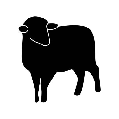 Beyaz arka planda bir koyunun silueti. Vektör