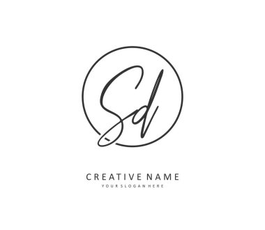 SD 'nin el yazısı ve imzalı logosu. Şablon ögesine sahip bir konsept el yazısı logosu.